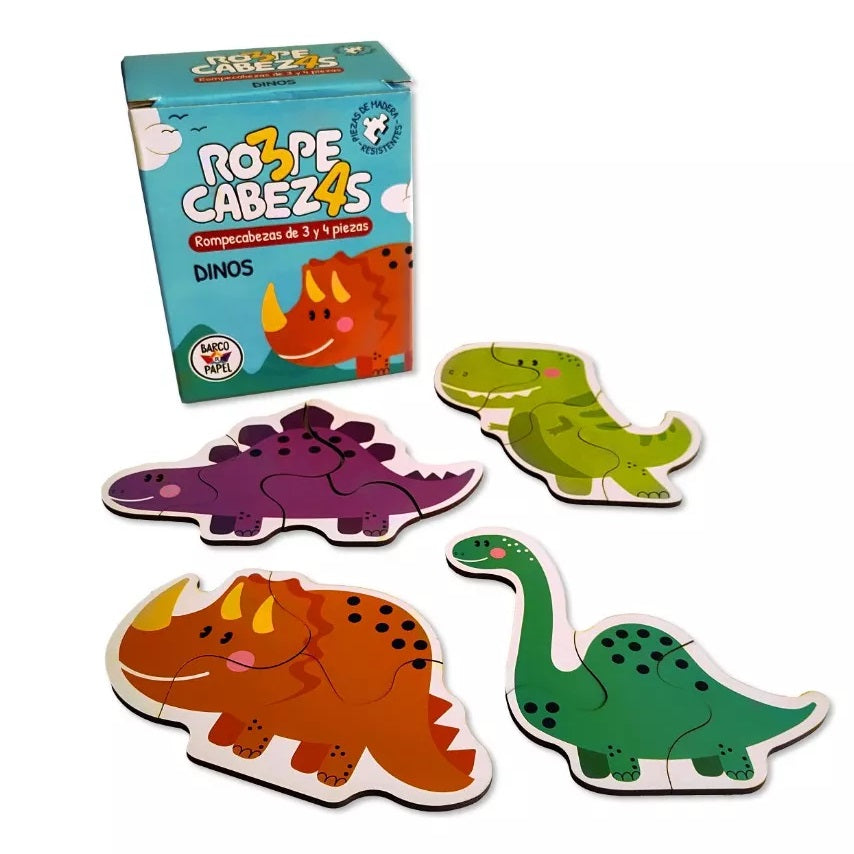 Rompecabezas dinosaurios. 3 y 4 piezas Rompecabezas dinosaurios. 3 y 4 piezas